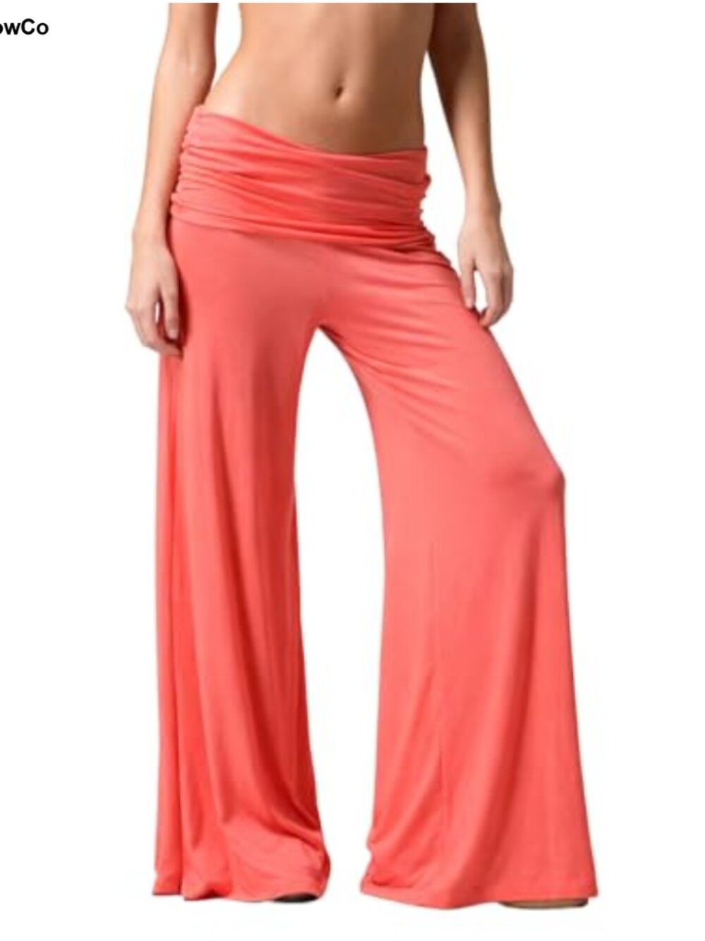 Fold Over Flared Yoga Sweatpants Mid Rise Loose Fit